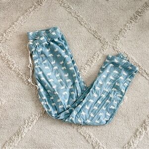 J. Crew Light Blue Pajama Pants with White and Red Accents